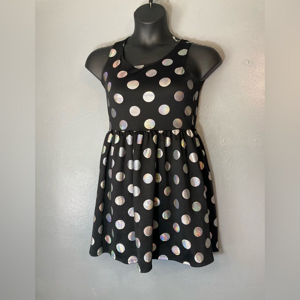 Justice Black and White Polka Dot Sundress Sleeveless